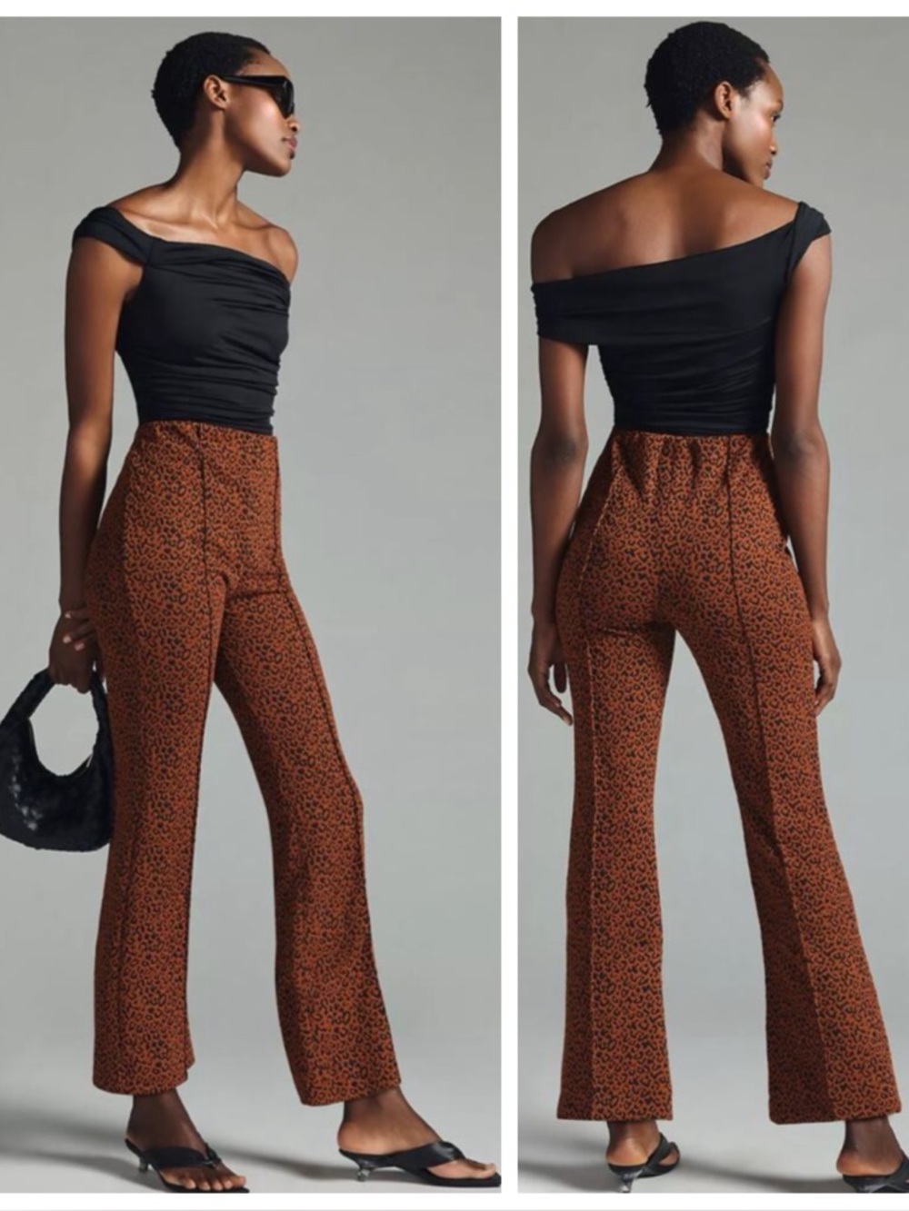 Anthropologie Eva Franco Margot Kick-Flare Cheetah Knit Pull On Pants